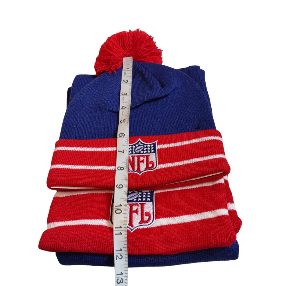 NEW! NFL Pom Beanie Scarf Set One Size Unisex Red Blue